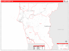 Del Norte County, CA Digital Map Red Line Style